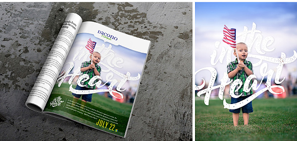 Young kid with american flag featured in a magazine